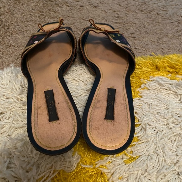 Louis Vuitton Black Multicolor Noir Kitten Heels Mule Size 39 1/2 - Picture 2 of 7